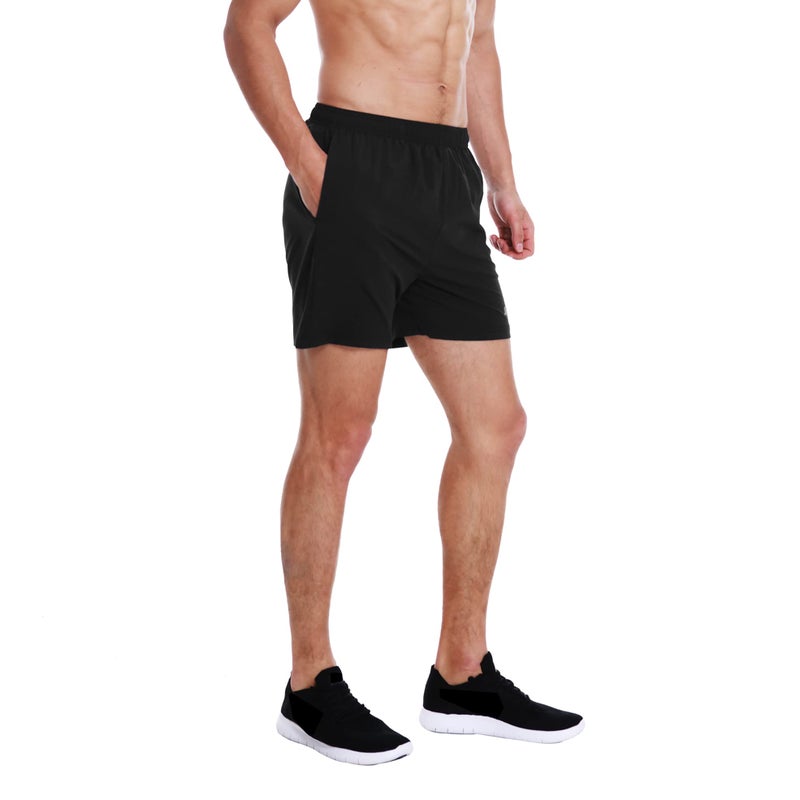 EZRUN Men's 5 Inches Running Workout Shorts Quick Dry Lightweight Athletic Shorts with Liner Zipper Pockets,Black,S - Image 2